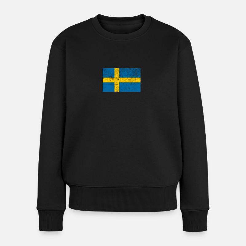 Schweden Flagge verzweifelt - Frauen Premium Bio Pullover - Schwarz