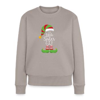 The Little Sister Elf-Christmas Family Matching - Frauen Premium Bio Pullover - Taupe - Vorne - Julia (174cm)