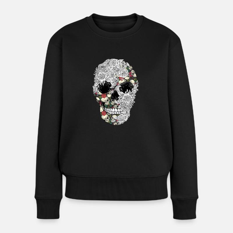 Cooler Totenkopf - Frauen Premium Bio Pullover - Schwarz