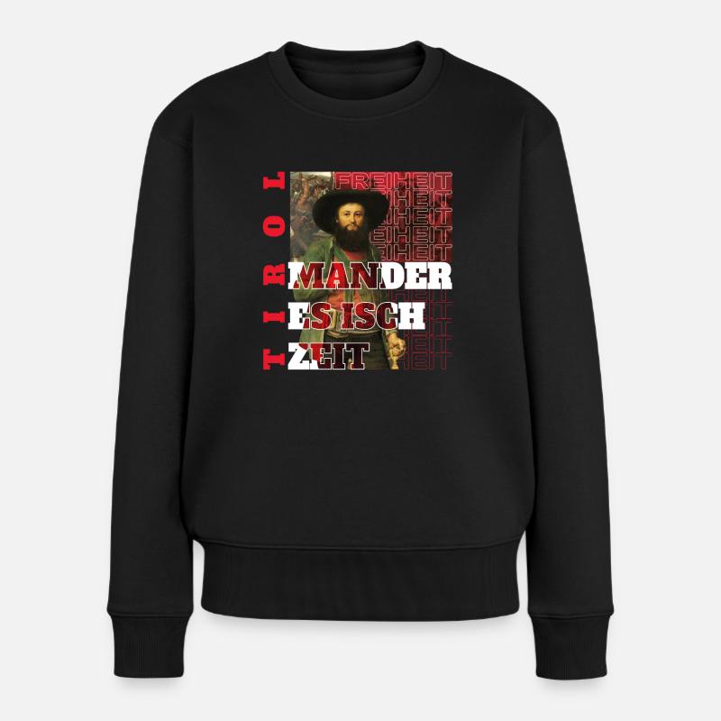 Mander es isch Zeit Andreas Hofer Tirol - Frauen Premium Bio Pullover - Schwarz