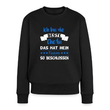 Beste Chefin Team Führungskraft Geschenl - Frauen Premium Bio Pullover - Schwarz - Vorne - Julia (174cm)
