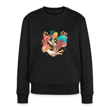 Mushroom Party - Champignons - Mushroom Lover - Pull Premium bio Femme - noir - Devant - Julia (174cm)