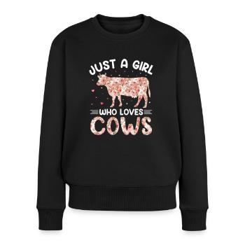 J’aime les vaches - Pull Premium bio Femme - noir - Devant - Julia (174cm)