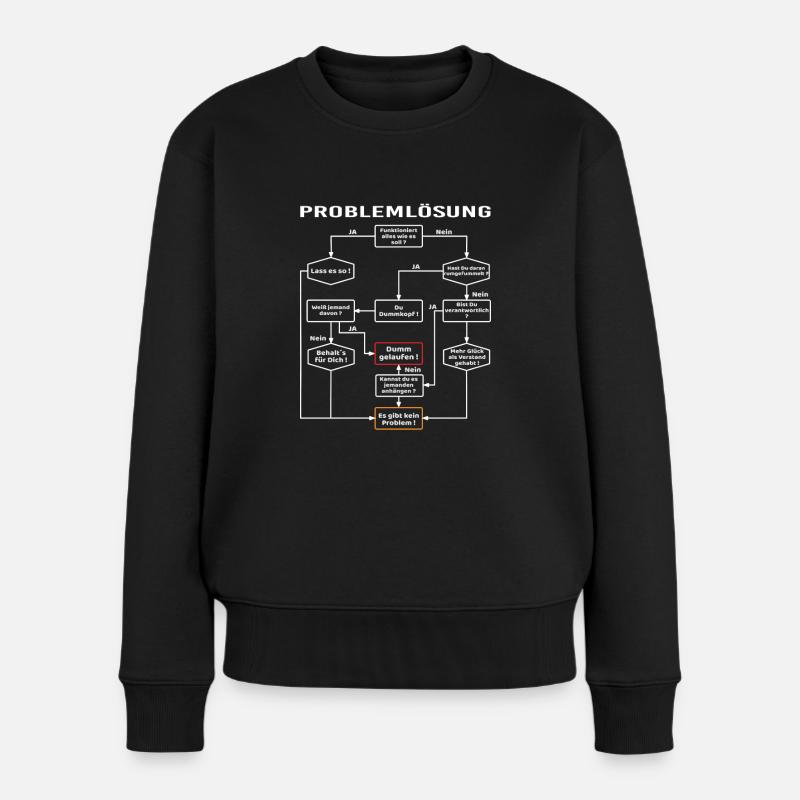 Problemlösung Prozess Diagramm, Männerprobleme - Frauen Premium Bio Pullover - Schwarz