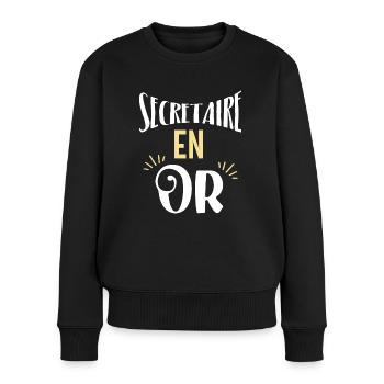 Secrétaire en or. Cadeau secretaire. - Pull Premium bio Femme - noir - Devant - Julia (174cm)