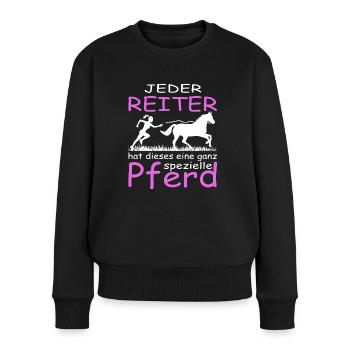 Jeder Reiter hat dieses eine ganz spezielle Pferd - Frauen Premium Bio Pullover - Schwarz - Vorne - Julia (174cm)