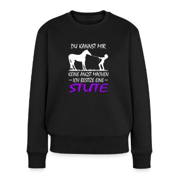 Du kannst mir keine Angst machen Pferd Stute - Frauen Premium Bio Pullover - Schwarz - Vorne - Julia (174cm)