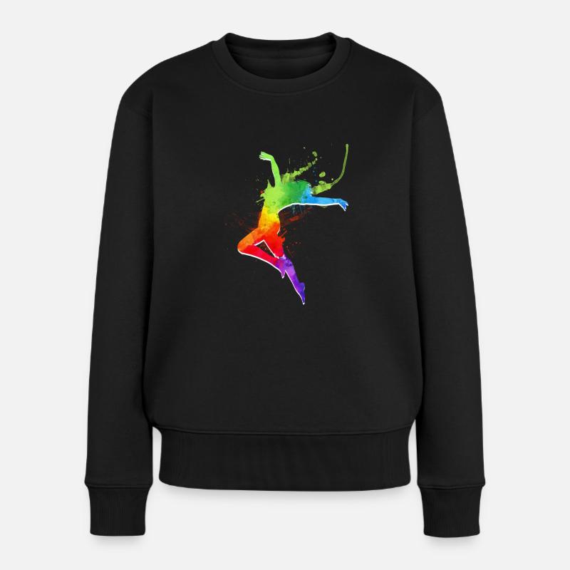 happy dancing girl - Frauen Premium Bio Pullover - Schwarz