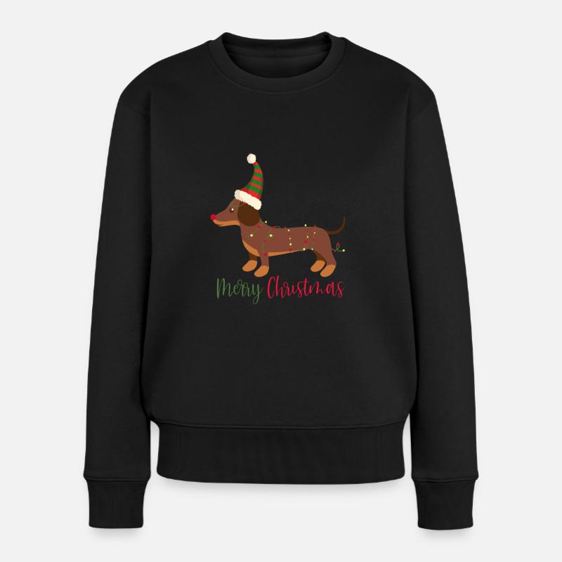 Dackel, Dachshund, Weihnachten, X-Mas, Christmas - Frauen Premium Bio Pullover - Schwarz