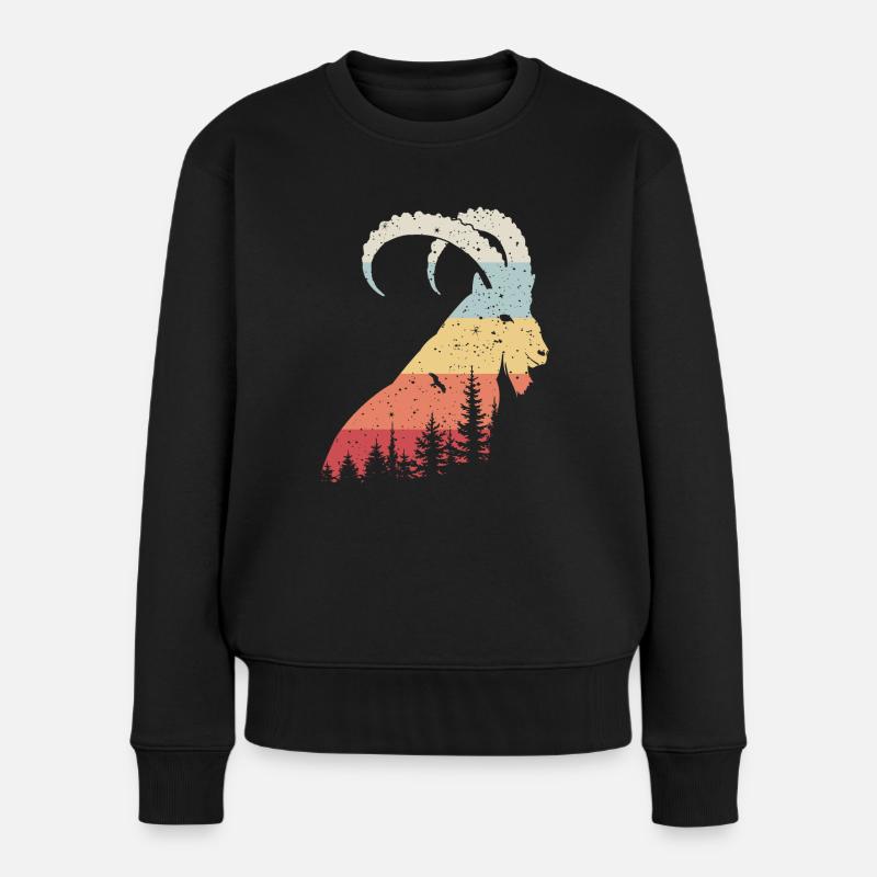 Steinbock - Frauen Premium Bio Pullover - Schwarz