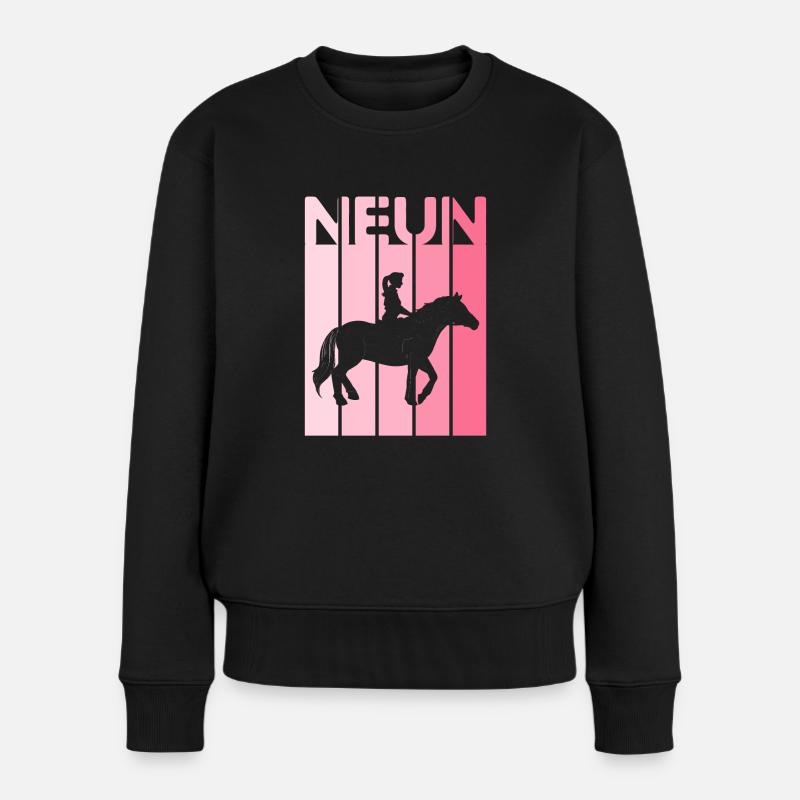 Neunter Geburtstag Mädchen Reiterin 9 Jahre alt - Frauen Premium Bio Pullover - Schwarz
