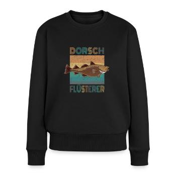 Dorsch Flüsterer Hochseeangeln In Norwegen Retro - Frauen Premium Bio Pullover - Schwarz - Vorne - Julia (174cm)