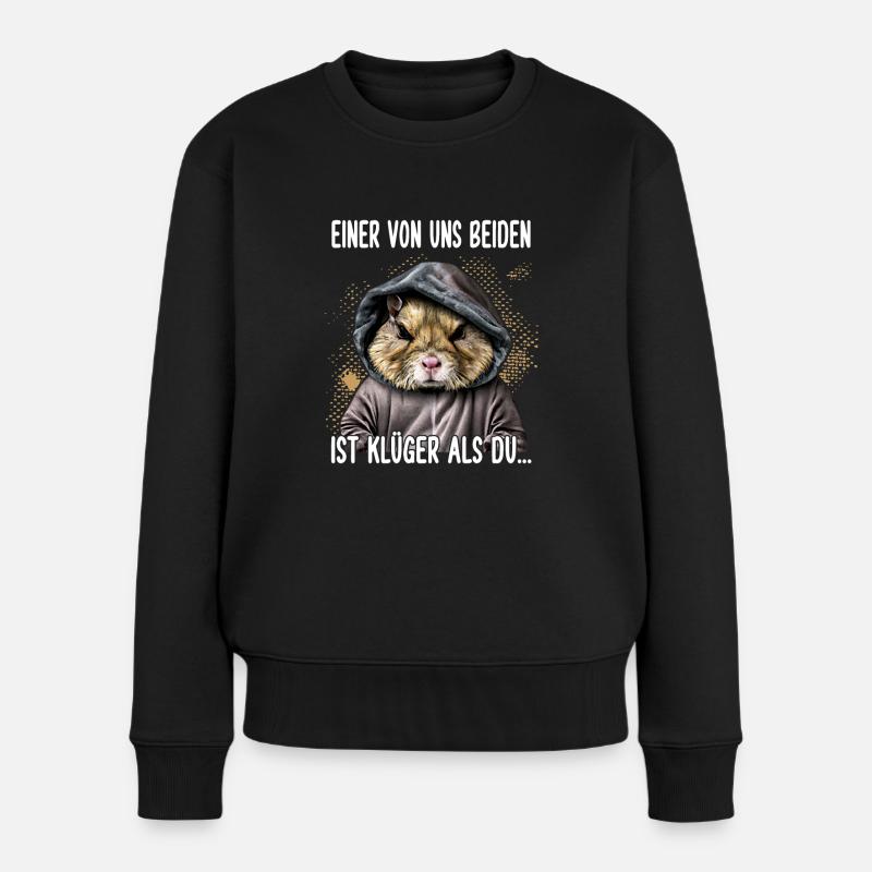 Einer von uns Beiden Klüger als Du Lustiger Spruch - Frauen Premium Bio Pullover - Schwarz