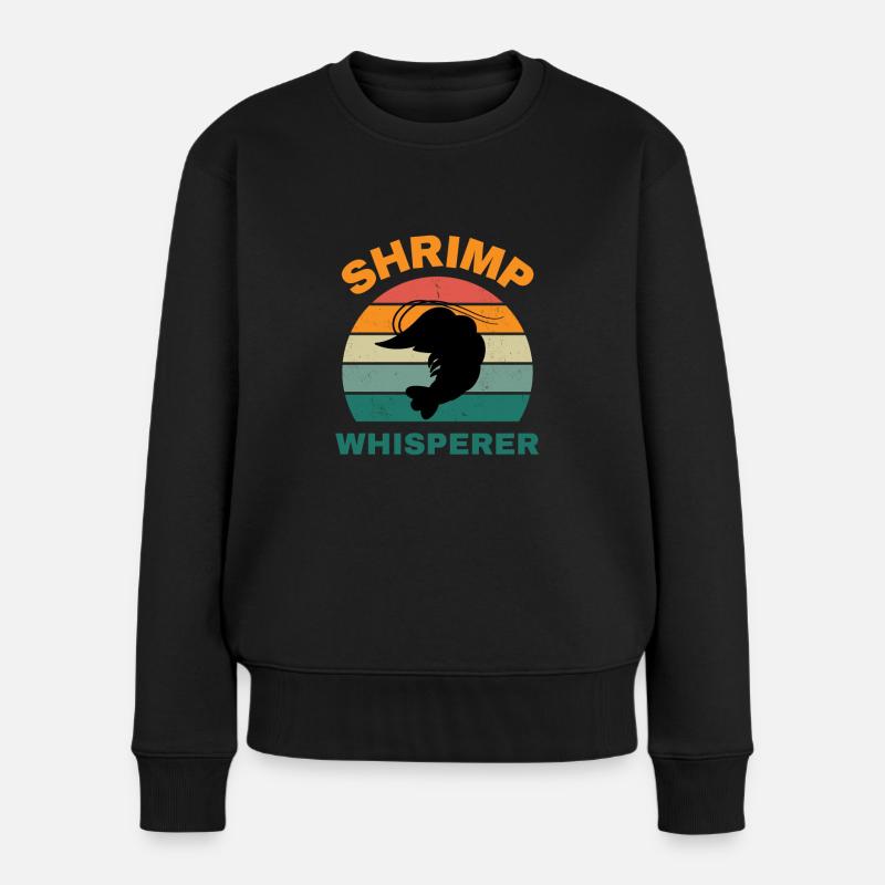 Retro Shrimp Whisperer - amateur de pêche - Pull Premium bio Femme - noir