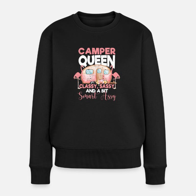 Camper Queen Elegant Frech Klug Witzig Frauen - Frauen Premium Bio Pullover - Schwarz