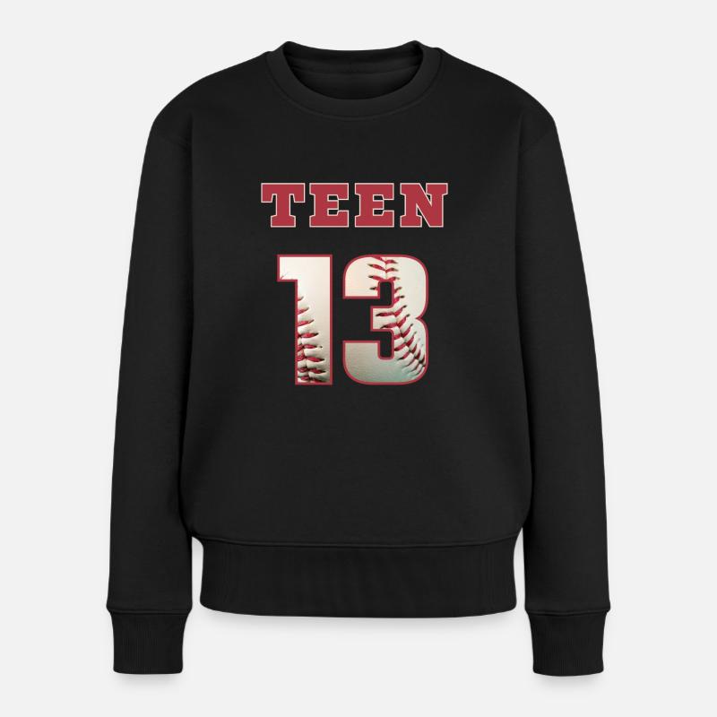 Baseball TEEN 13 - Frauen Premium Bio Pullover - Schwarz
