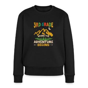 3. Klasse Wo das Abenteuer beginnt Lehrer - Frauen Premium Bio Pullover - Schwarz - Vorne - Julia (174cm)
