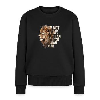 Christliche religiöse Bibelverse Sprüche Löwe Cool - Frauen Premium Bio Pullover - Schwarz - Vorne - Julia (174cm)