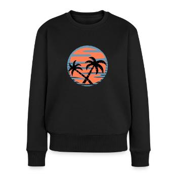 Palm Trees Sunset Sea - Summer - Women's Premium Organic Jumper - black - Front - Julia (174cm)