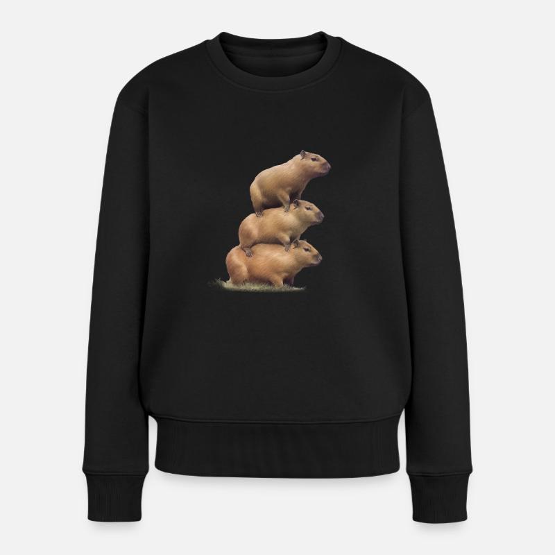 Capybara-Turm - Frauen Premium Bio Pullover - Schwarz