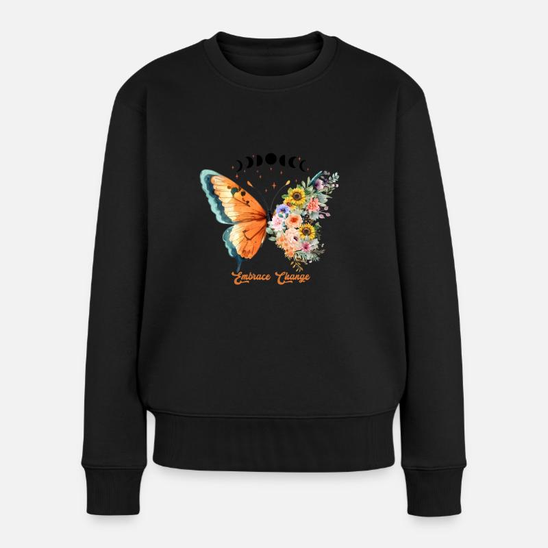 Embrace Change, Schmetterling Veränderung Wachsen - Frauen Premium Bio Pullover - Schwarz