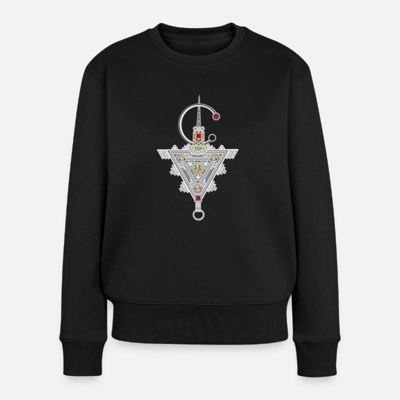BIJOU AMAZIGH MAROKKO RIF - Frauen Premium Bio Pullover - Schwarz