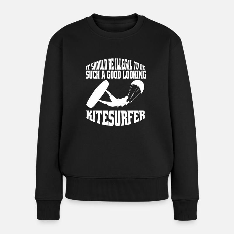Kitesurfer Windsurfing Kitesurfing Windsurfer - Frauen Premium Bio Pullover - Schwarz