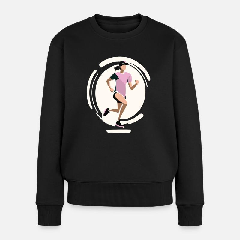 Laufende Frau - Frauen Premium Bio Pullover - Schwarz