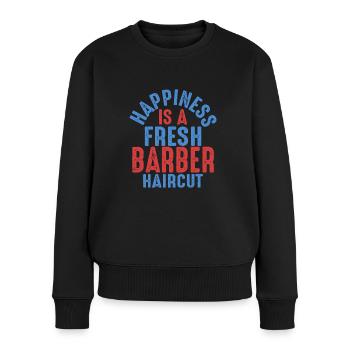 Le bonheur est une coupe de cheveux fraîche de Barbershop Bea - Pull Premium bio Femme - noir - Devant - Julia (174cm)