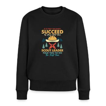 Scout Leader's Insight: Success on Repeat - Frauen Premium Bio Pullover - Schwarz - Vorne - Julia (174cm)