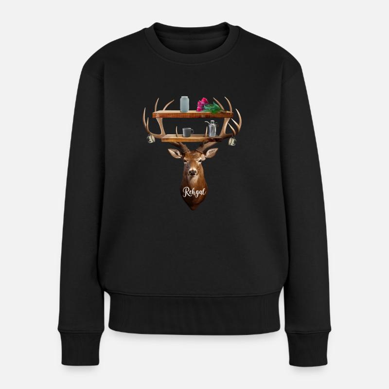 Geweih, Reh + Regal = Rehgal Design by summitXpeak - Frauen Premium Bio Pullover - Schwarz