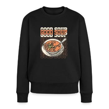 Bon bol de soupe repas nourriture - Pull Premium bio Femme - noir - Devant - Julia (174cm)