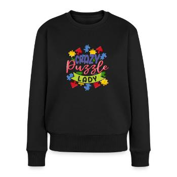 Crazy Puzzle Lady Jigsaw Puzzle Piece - Women's Premium Organic Jumper - black - Front - Julia (174cm)