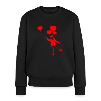Aufsteigende Herz Luftballons - Frauen Premium Bio Pullover - Schwarz - Vorne - Julia (174cm)