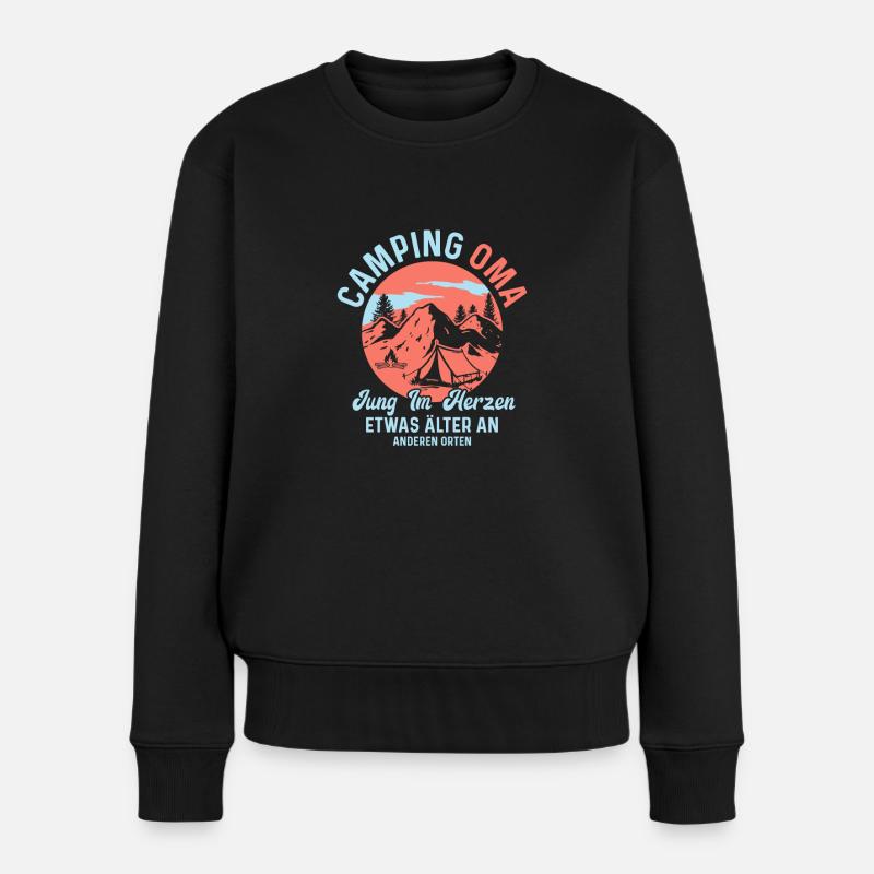 Camping Mamie Jeune dans le Coeur Camping Nature - Pull Premium bio Femme - noir