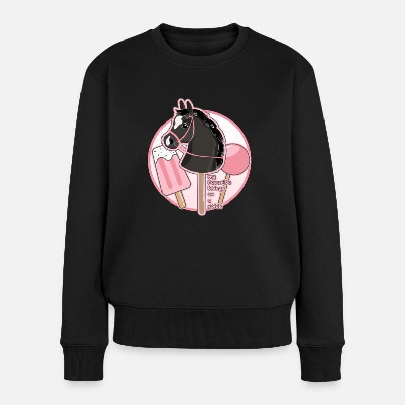 STECKENPFERD - PINK - PFERD AM STIEL - Frauen Premium Bio Pullover - Schwarz