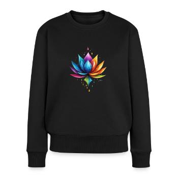Mehrfarbiger Lotus - Frauen Premium Bio Pullover - Schwarz - Vorne - Julia (174cm)