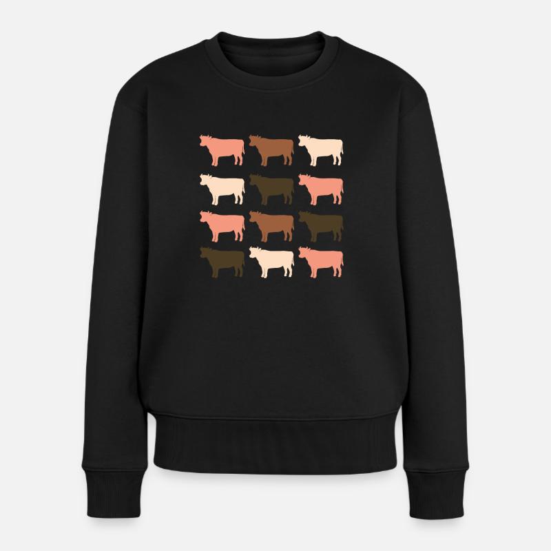 Kühe - Frauen Premium Bio Pullover - Schwarz