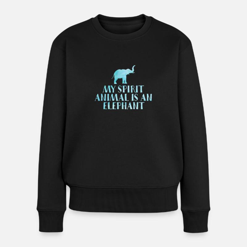 Mein Krafttier ist Elefant Lustig Ehrgeizig - Frauen Premium Bio Pullover - Schwarz
