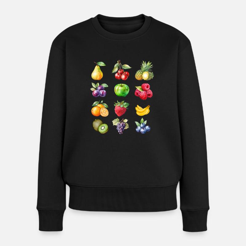 Ich liebe Obst.Gesunde Ernährung ist meine Ernährung - Frauen Premium Bio Pullover - Schwarz