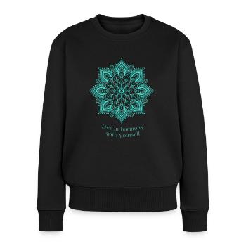 Mandala-Live in Harmony with Yourself - Frauen Premium Bio Pullover - Schwarz - Vorne - Julia (174cm)