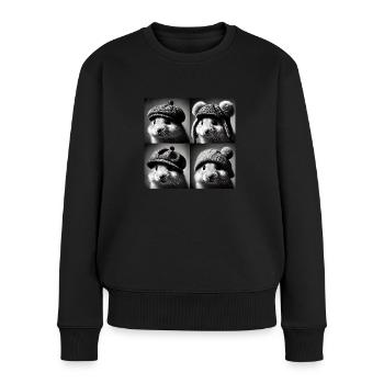 hamster Selfie Lustige Hüte Vintage Fotoshooting Anim - Frauen Premium Bio Pullover - Schwarz - Vorne - Julia (174cm)