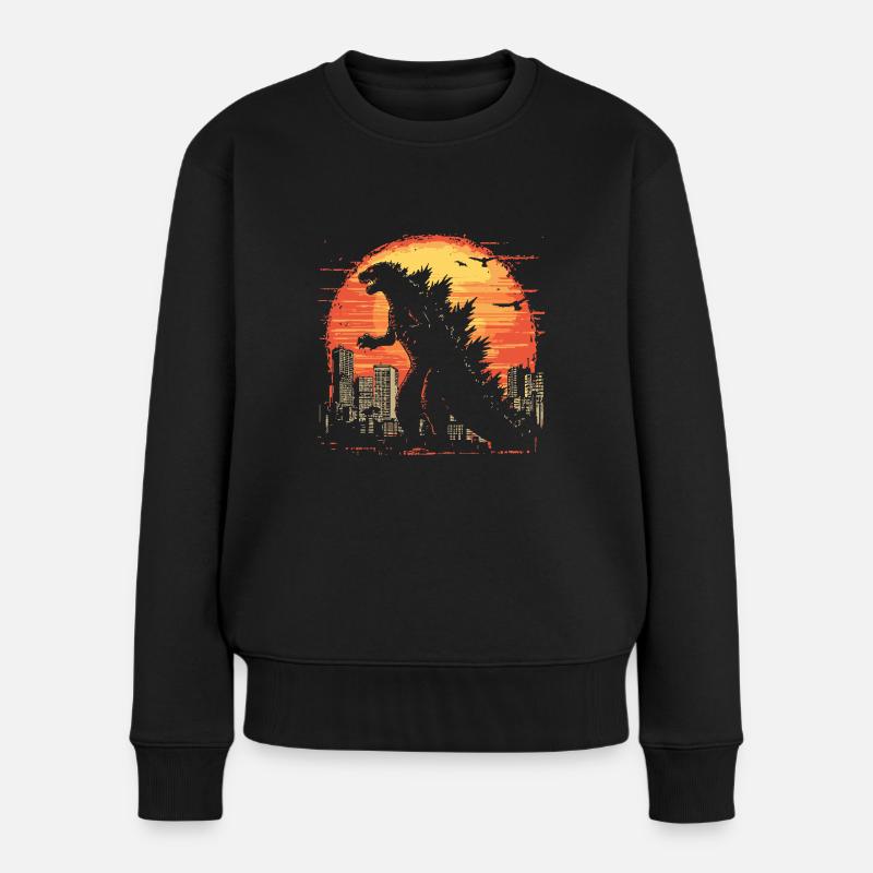 Kaiju Monster Design Coucher de soleil idée cadeau - Pull Premium bio Femme - noir