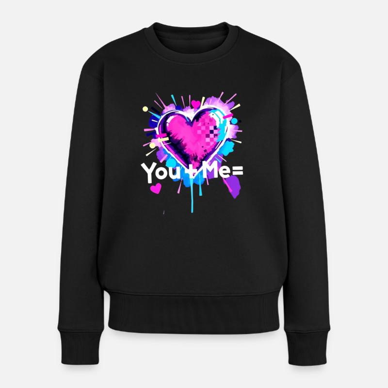 Du+Ich=Herz Du Plus Me ist gleich Liebe - Frauen Premium Bio Pullover - Schwarz
