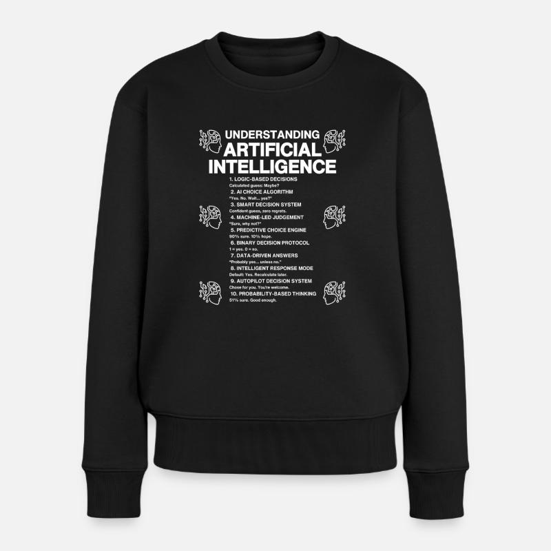 Comprendre l’intelligence artificielle – L’humour de l’IA - Pull Premium bio Femme - noir