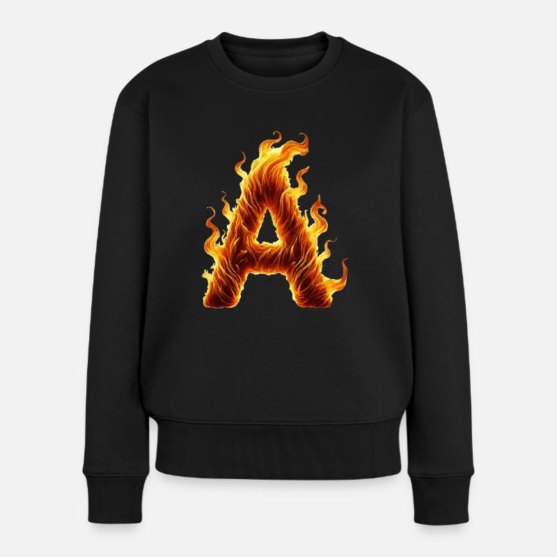 buchstabe a flammen - Frauen Premium Bio Pullover - Schwarz