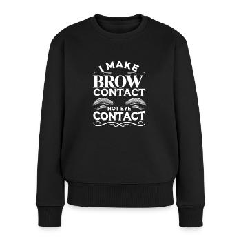 Ich stelle Augenkontakt her Augenkontakt - Frauen Premium Bio Pullover - Schwarz - Vorne - Julia (174cm)