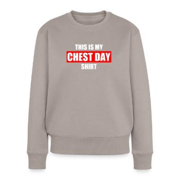 Chest day Bodybuilding Bodybuilder Gym Kraftsport - Frauen Premium Bio Pullover - Taupe - Vorne - Julia (174cm)