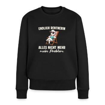 Rente Schaf im Liegestuhl - Rentnerin - Frauen Premium Bio Pullover - Schwarz - Vorne - Julia (174cm)