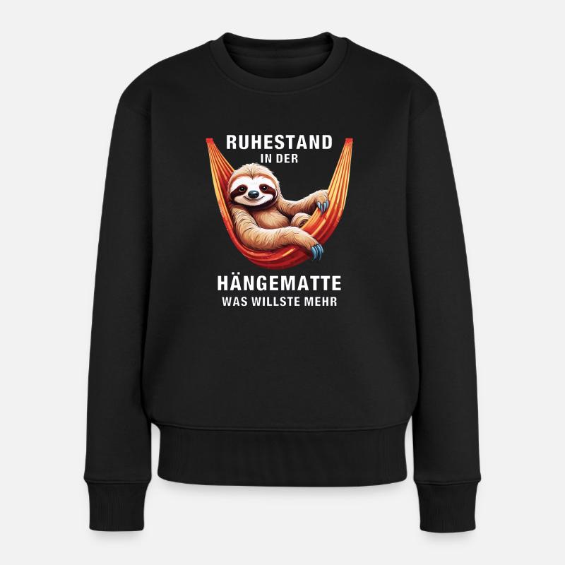 RUHESTAND IN DER HÄNGEMATTE - Frauen Premium Bio Pullover - Schwarz
